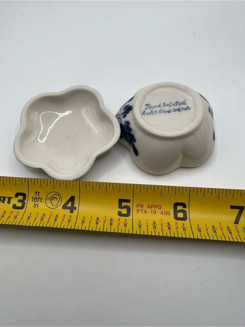 Blue & White Floral Ceramic Jewelry Trinket Box